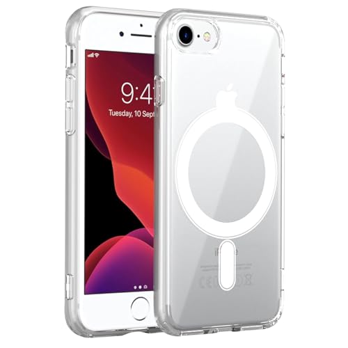 Image of Clear Phone Case for iPhone 7 /8 /SE, MagSafe Compatible, Transparent Protective Cover with Magnetic Ring