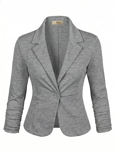 Hybrid & Company Women's Ponte Cardigan Blazer JK1131 Heather Grey L