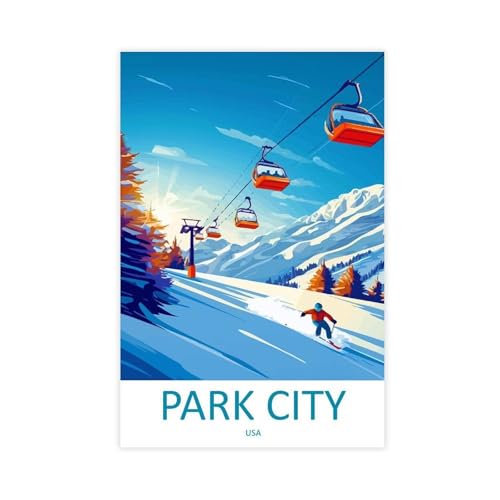 Shizl Park City Utah Travel Poster Ski Resort Wall Art