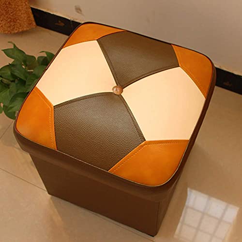 Puf otomano tapizado de cuero de madera