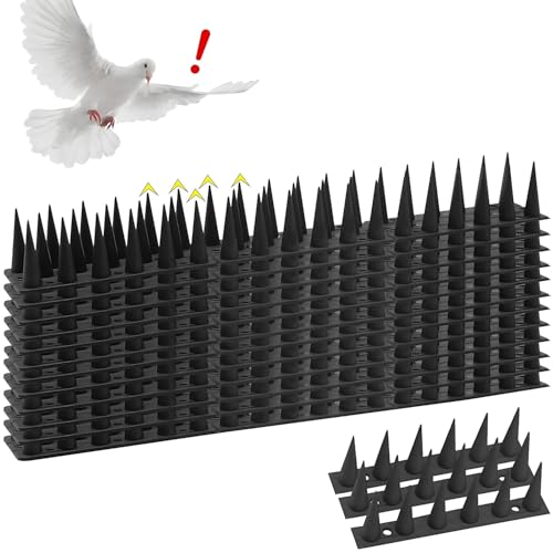 Gluckluz Bird Spikes Pigeon Repellent High Thorn Anti Bird Deterrent Effectively Guarding Against Robin Raccoon Reptiles Cats Squirrels and Raccoons for Fence Balcony Building Roof (12 Packs)
