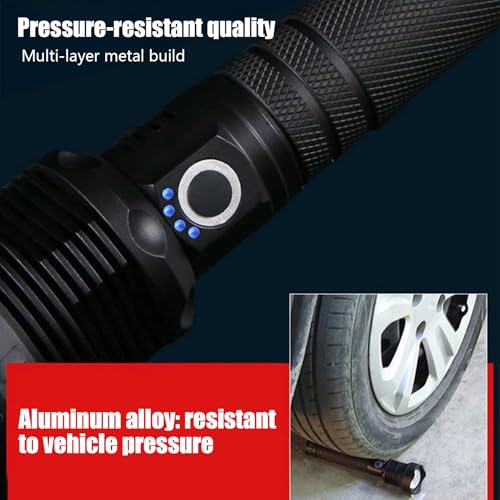 Lampe de poche puissante LED zoomable rechargeable USB - 5