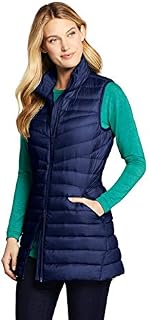 Lands' End Womens Ultralight Packable Long Down Vest Deep Sea Navy Regular X-Small