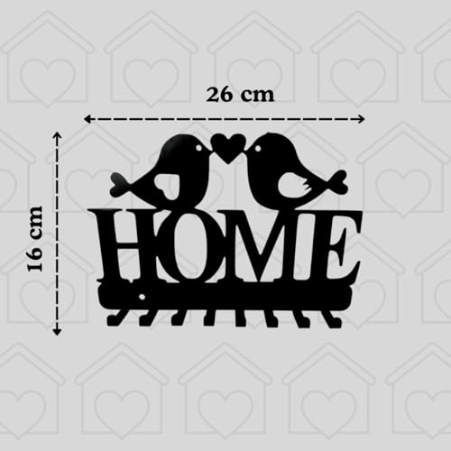 Image of Meet DECOR Metal Olive Tree Design Key Holder with 8 Hooks | Decorative Wall Mounted Key Rack with Love Birds & inchHome inch Design | Ideal Home Decor & Gift for Housewarming (26 x 16 cm)