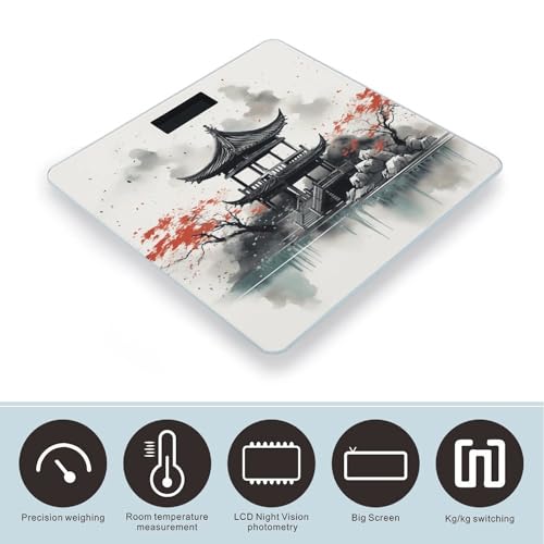 Báscula digital de baño con diseño artístico chino miniatura 3