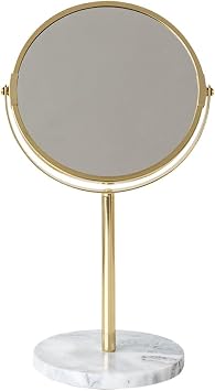 HEALLILY Desktop Makeup Mirror 13.77 Inch Rotatable Cosmetic Mirror with Marble Base for Vanity Table High Reflectivity Portable Makeup for Home and Dorm