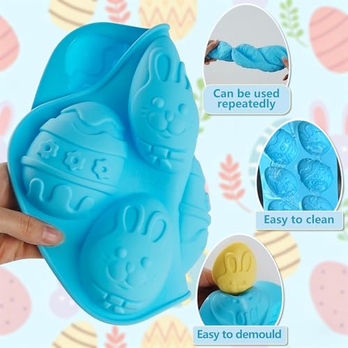 Sidosir 3PCS Easter Silicone Egg Shaped Molds for Chocolate, 6-Cavity Jumbo Non-stick Easter Egg Shaped Baking Molds for Cake, Easter Breakable Eggshell Silicone Mold for Candy Making, Jelly by Sidosir - Image 4