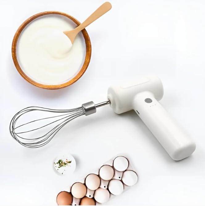 Image of Galley Cordless Electric Whisk & Egg Beater - Rechargeable Hand Mixer | With Detachable Balloon Whisk | One-Touch Speed Control, High-Torque Motor | For Whipping, Mixing & Frothing (1 PC)