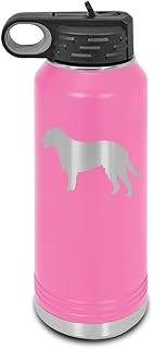 Curly Coated Retriever Laser Engraved Water Bottle Customizable Polar Camel Stainless Steel with Straw - Dog Canine pet Pink 32 oz
