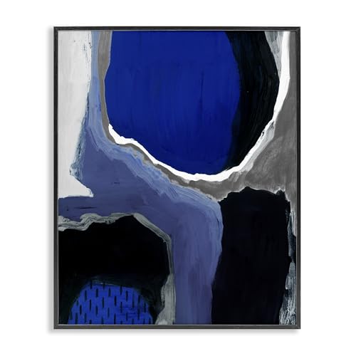 Stupell Industries 'Abstract Cobalt Blue Design', Framed Giclee Art, Black, 16 x 20 Inches, Easy to Hang and Sturdy, Made in USA, by Studio W