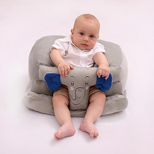 Assento Para Bebe Apoio Sofázinho Poltroninha Pelúcia Antiqueda (Elefante Orelha Azul)