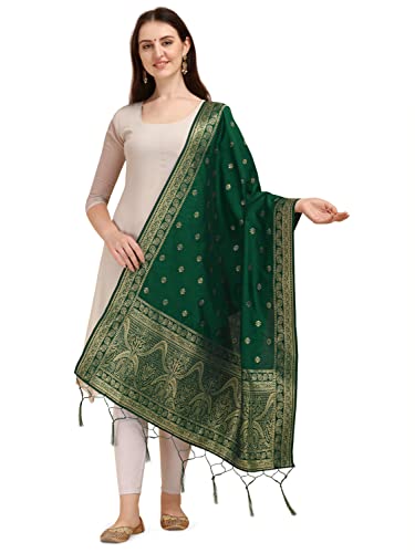 Image of DEVANGI Women's Woven Banarasi Silk Dupatta /Chunni For Women, Floral Print 1 Meter Wide and 2.3 Meter Length Printed Designer Dupatta /Chunni For Girls