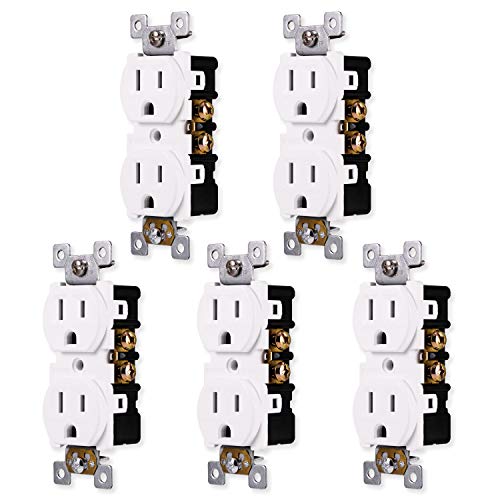 GE Grounding Duplex 5 Pack, in Wall Receptacle, Tamper Resistant, 3 Prong Socket, Easy Install, 15 Amp, UL Listed, White, 41869 by GE - Used condition - US$9.59