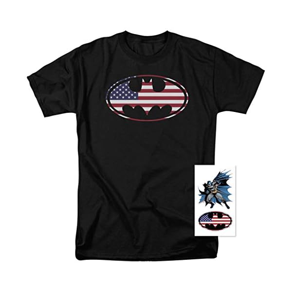 Popfunk Batman Patriotic Logo USA Flag T Shirt & Stickers - Image 3