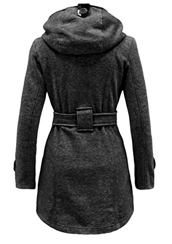 WIWIQS Women's Hooded Double-Breasted Thick Wool Blend Trench Coat Jacket Winter Mid-Long Pea Coat with Belt2