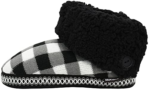 Muk Luks Women's Melinda Slippers Ebony Buffalo Plaid, Medium #TOP6