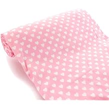 Light Pink White Hearts DBP Fabric - Double Brushed Polyester 4 Way Stretch - 1/2 Yard