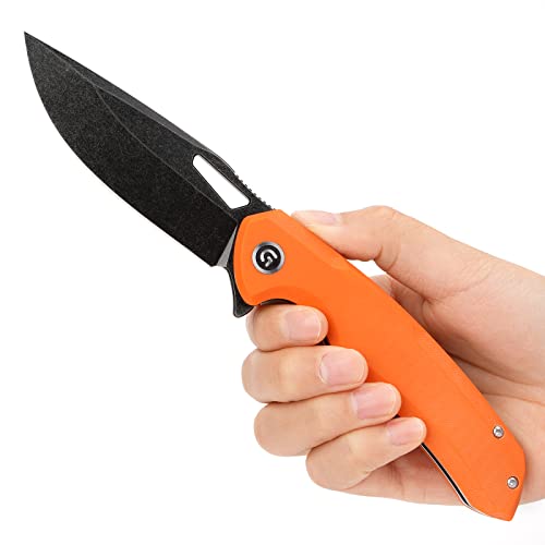 Gvdv 9Cr18Mov Stainless Steel Pocket Knife With Ball Bearing Flipper, 3.6”Blade Folding Knife With G10 Handle, Edc Pocket Knives For Hunting Camping Fishing, Gifts For Men Women, Large (Orange) #TOP6