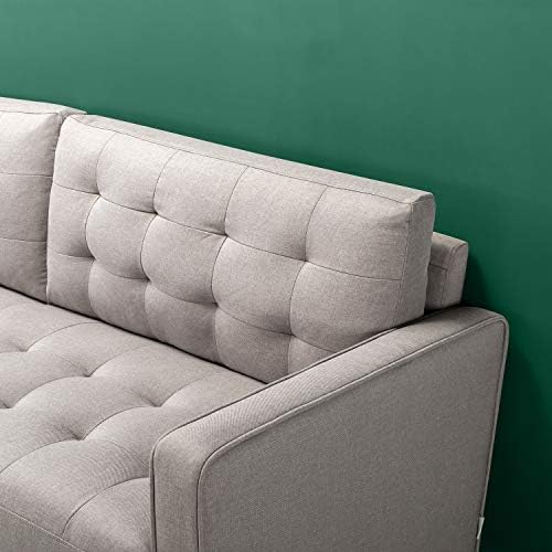 ZINUS Benton Sofa Couch | Mid-Century | Easy, Tool-Free Assembly | Grid Tufted Cushions | Tapered Legs | Sofa-in-a-Box | Stone Grey