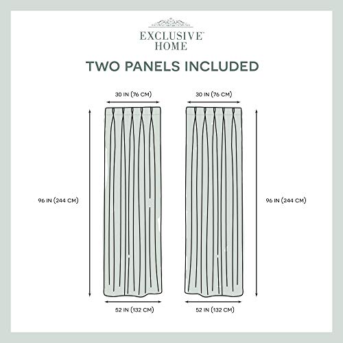Exclusive Home Sateen Twill Woven Room Darkening Blackout Pinch Pleat/Hidden Tab Top Curtain Panel Pair, 96" Length, Vanilla