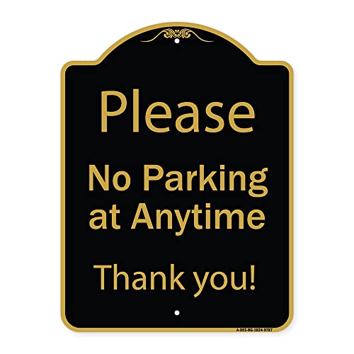 SignMission Designer Series Sign - Please No Parking at Anytime | Black & Gold 18" x 24" Heavy-Gauge Aluminum Architectural Sign | Protect Your Business & Municipality | Made in The USA