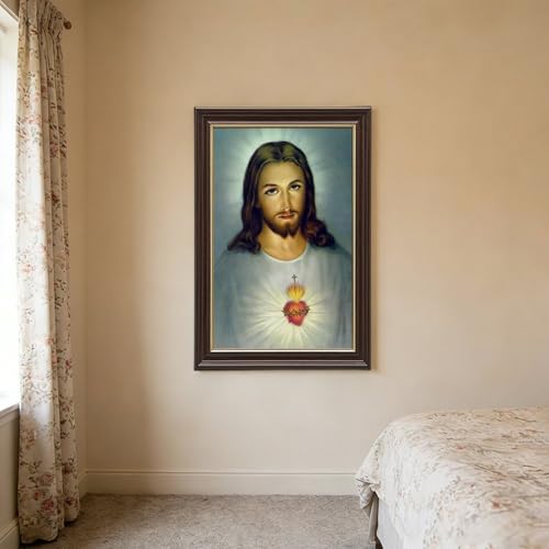 Toile Jésus Sacré-Cœur et Divine Miséricorde cadre 20x30cm