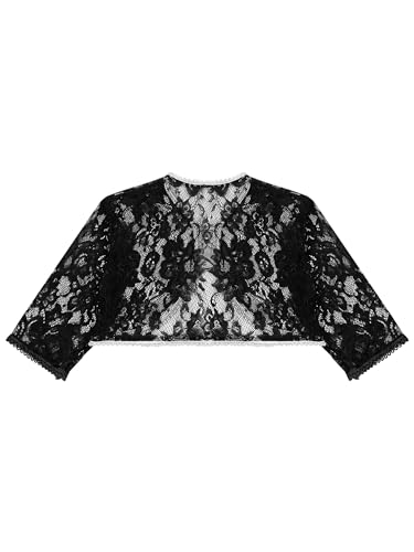 CHICTRY Girls Bolero Shrug Lace Knitted Cardigan Kid Long Sleeve Cover up for Wedding Birthday Party4