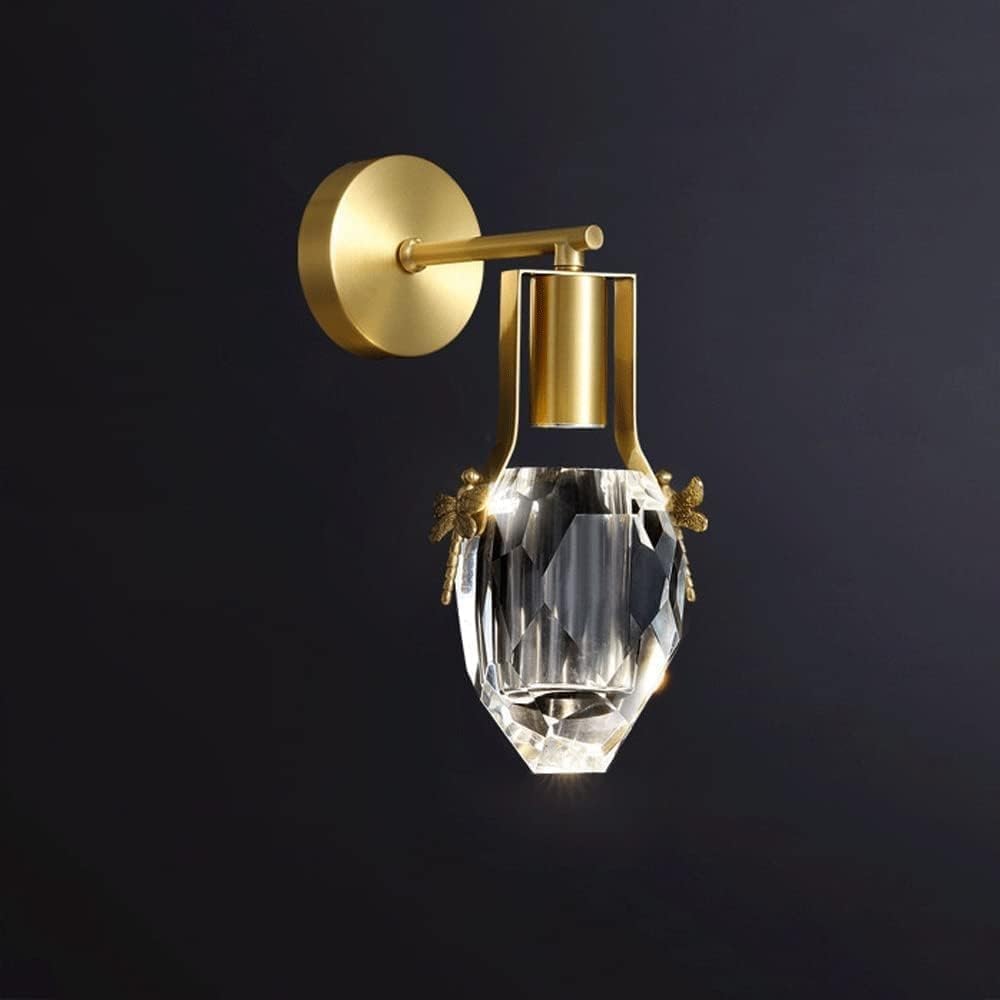 Cwcqgh Light Postmodern Bracket All Copper Crystal Wall Washer, Simple Background Wall Lamp Compatible
