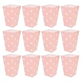 SHERCHPRY 12個入りピンク白のドット柄ポップコーンボックス 紙製軽量なパーティー用ポップコーン容器 お祝い 結婚式に最適なかわいいデザイン