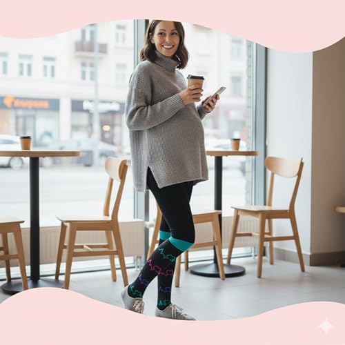 Image of Sooverki Compression Socks for Women & Men 6 Pairs is Best Supportive Knee High Stockings for Circulation, Travel, Nurses