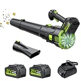 Souffleur Batterie, Gisam Souffleurs de Feuilles sans Balais avec 2x3.0Ah Batterie, 2 Vitesses+Turbo Mode Max 25000RPM, Leaf Blower Volume d'air 750m³/h pour Jardins Terrasse
