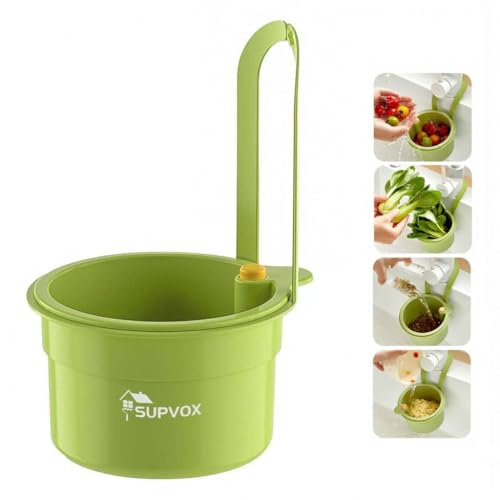 Supvox® Sink Strainer, Kitchen Sink Drain Filter, Double Layer Food Waste Filter Basket, Easy to Clean (Green)