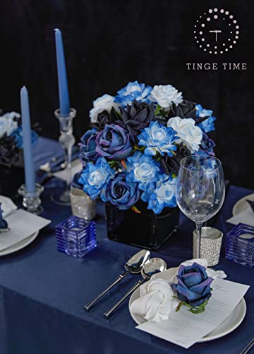 Tinge Time Blue Silk Flowers, Fake Flowers 25Pcs With Stem, Gradient Silk Rose For Diy Wedding Centerpiece, Arrangements Party, Home Decoration, Starry Roses #TOP3