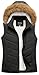Pursky Vest For Women Puffer Lightweight Chalecos De Mujer Elegantes Vests Women's Slim Sleeveless Quilted Removable Hooded Winter Coat Black S