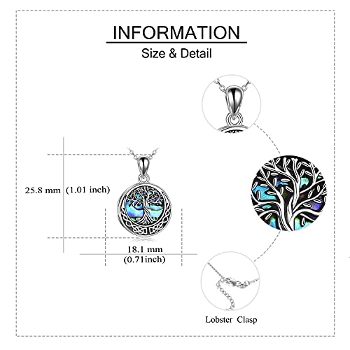 Urone Celtic Knot Tree Of Life Locket Necklace Sterling Silver Abalone Shell Tree Of Life Locket Necklace That Holds Pictures For Women Jewelry #TOP4