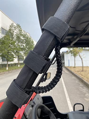 2Pcs Utv Atv Roll Bar Grab Handle Replacement For Cfmoto Polaris Rzr,Can Am,Gator,Kawasaki,Hisun Massimo Axis,Coleman,Yamaha Rhino And Yxz Jk Tj Jl Cj Yj Jt Fits 1.5 To 3 Inches Roll Cage Bars(Black #TOP1