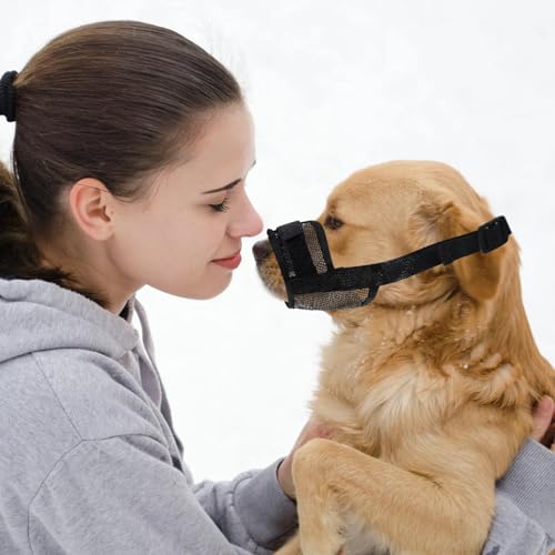 3 Stück Maulkorb Kleine Hunde,Fressschutz Hund,Giftköderschutz Hund,Größenverstellbar Durch Klettverschluss,12.0 cm - 15.0 cm,Maulkorb,Etwas Essen,Bellen,cür Kleine Hunde, Schwarz