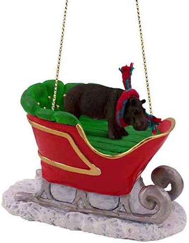Conversation Concepts Hippopotamus Sleigh Ride Christmas Ornament - Delightful, Gold