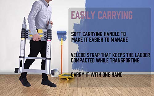 5 M Teleskopleiter Leiter Aluleiter 2 in 1 Multifunktionsleiter Klappleiter 150 kg Belastbarkeit (2,5+2,5m 16 Sprossen)