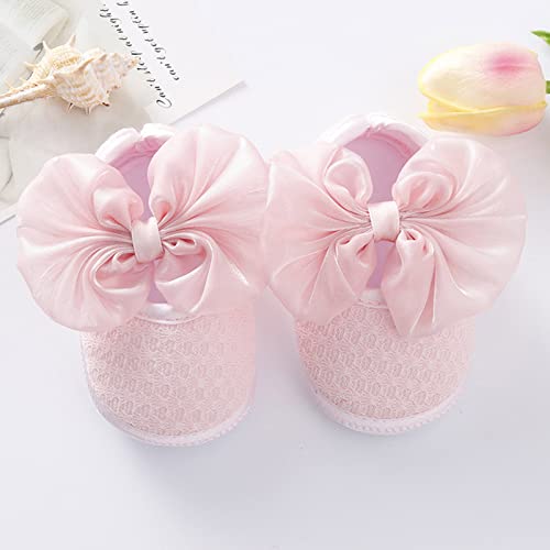 Loyalt Baby Girls Premium Bowknot Mary Jane Flats Wedding Princess Dress Shoes Soft Sole Infant Toddler Walking Moccasins Crib Shoes,Pink,0-6 Months #TOP1