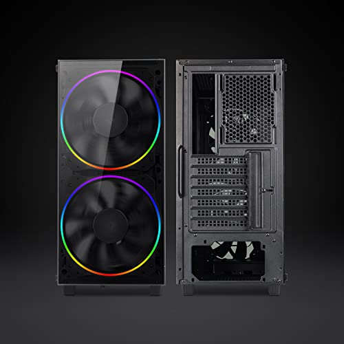 Gabinete para PC Gaming Mid-Tower con panel lateral de vidrio templado, incluye 2 ventiladores ARGB de 200 mm, GAMEMAX Black Hole miniatura 3