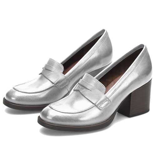 Image of SHODENSE Women Vintage Chunky Heel Loafers Pumps Platform Round Closed Toe Oxford Shoes Burnished Patent Matte Suede Slip On Dress Loafer Block Stacked Heels Office Formal Work Business 4-11 M US