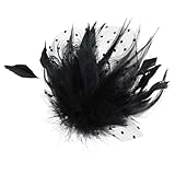 Yolev Feather Fascinator Hat for Women - 1920s Vintage Flapper Headpiece Accessories - Black, Mesh, Feathers, Polka Dot, Faux Peacock, Tea Party, Cocktail, Wedding, Party