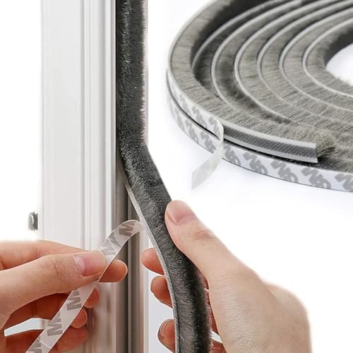 Brush Weather Stripping - 7mmx6mm Self Adhesive Seal Strip (5M Length, Gray)