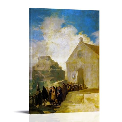 Póster de Francisco de Goya: Village Procession impreso en lienzo artístico de 20 x 30 cm