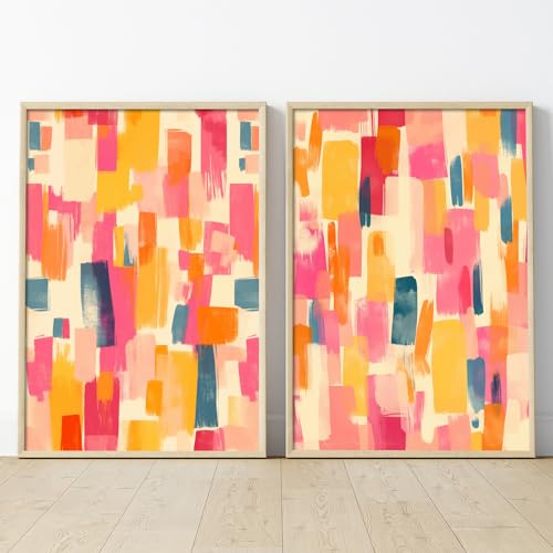 Abstract Color Block Wall Art Modern Colorful Canvas Prints Abstr...