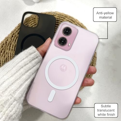 Image of COLORflow Back Cover Compatible with Motorola Moto G85 5G | White Matte Finish | MAG-Safe | Slim Soft Touch Case with Anti-Slip Grip & Camera Protection