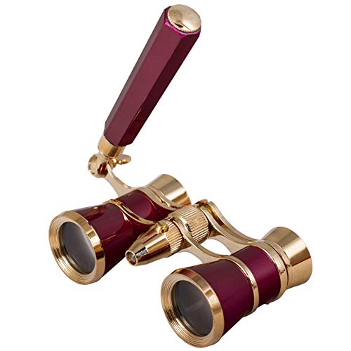Levenhuk Broadway 325N Opera Glasses (Red Theater Binoculars with LED Light and Extendable Handle)