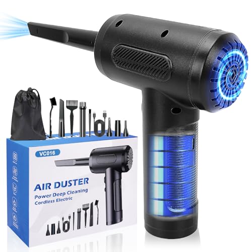 IGUGI Soplador de Polvo Eléctrico,Plumero de Aire Comprimido,Air Duster de 3 Velocidades,50000 RPM Potente Soplador de Aire con Luz LED,Portátil Air Duster para Limpiar PC,Laptop,Teclado,Coche
