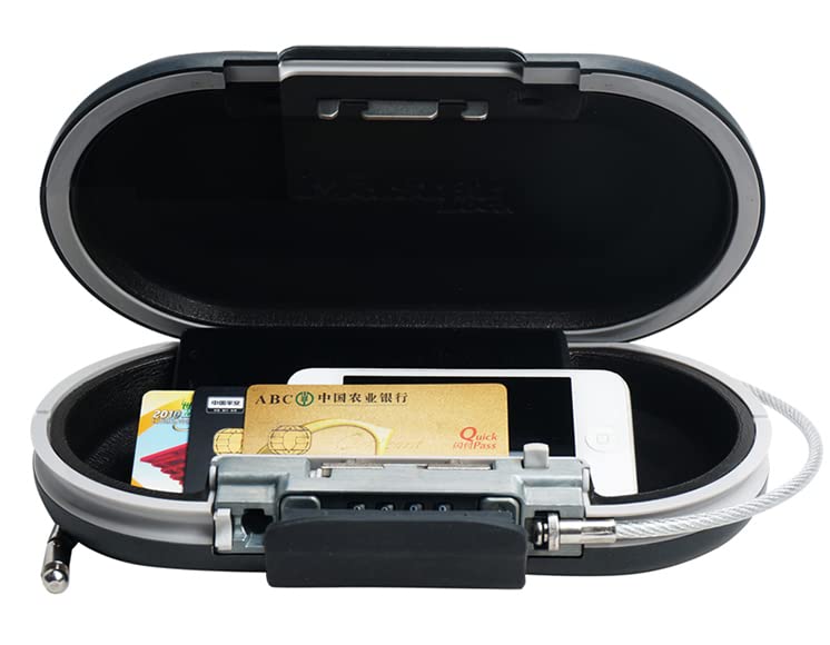 Cassetta di sicurezza portatile Beach Travel Gym Lock Password Mini cassaforte di sicurezza Strongbox fune fissa gioielli cassa cassa telefono bagagli (nero)